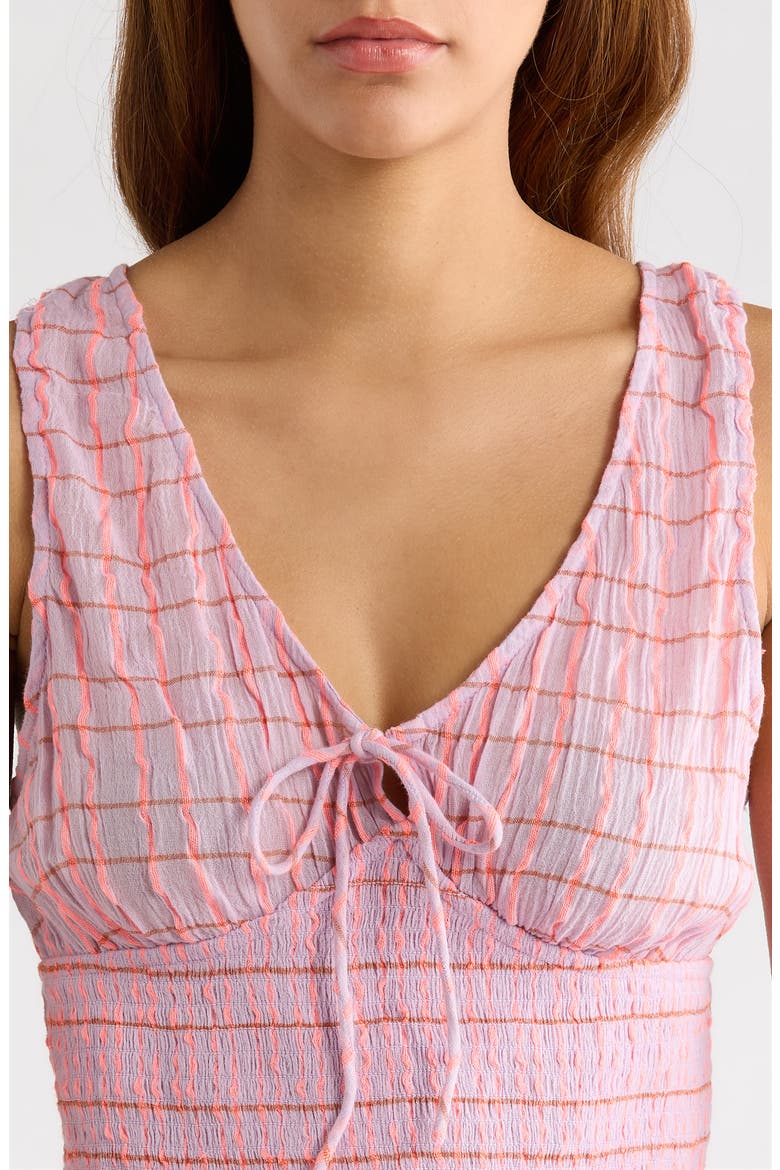 Paradise Check Cotton Blend Crop Tank, Alternate, color, PINK