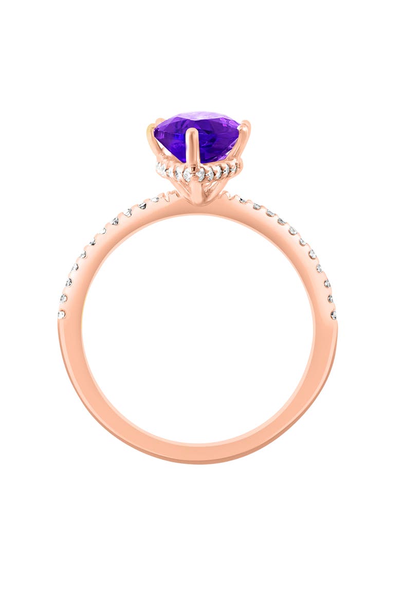14K Rose Gold Amethyst & Diamond Ring, Alternate, color, PURPLE