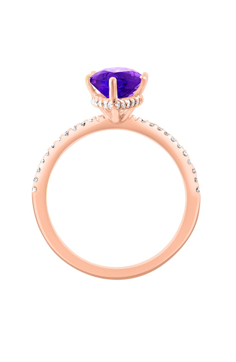 EFFY 14K Rose Gold Amethyst & Diamond Ring, Alternate, color, Purple
