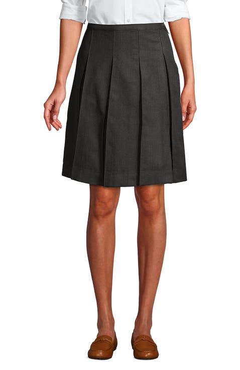 School Uniform  Solid Box Pleat Skirt Top of Knee