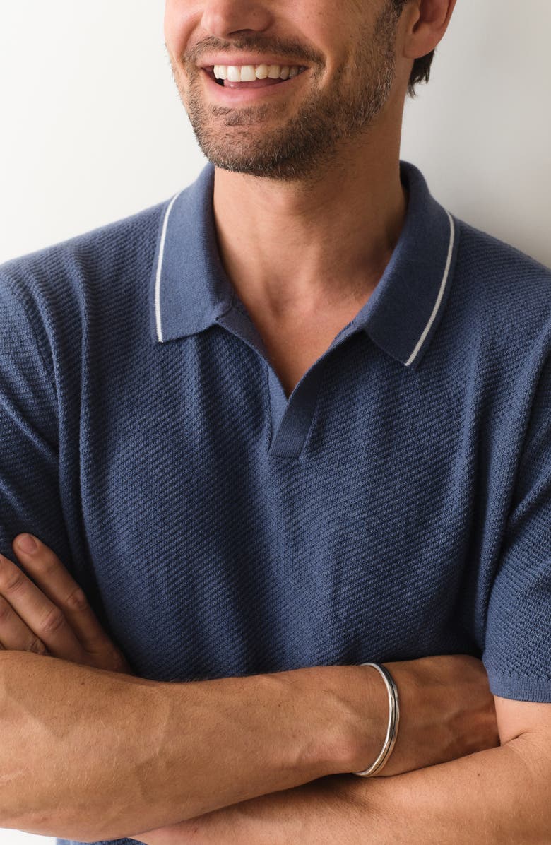 Marine Layer Greyson Short Sleeve Polo Sweater, Alternate, color, Vintage Indigo