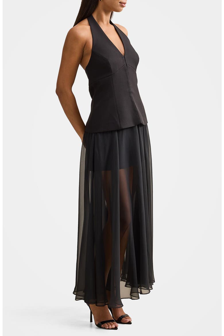 Martine Halter Maxi Dress, Alternate, color, BLACK