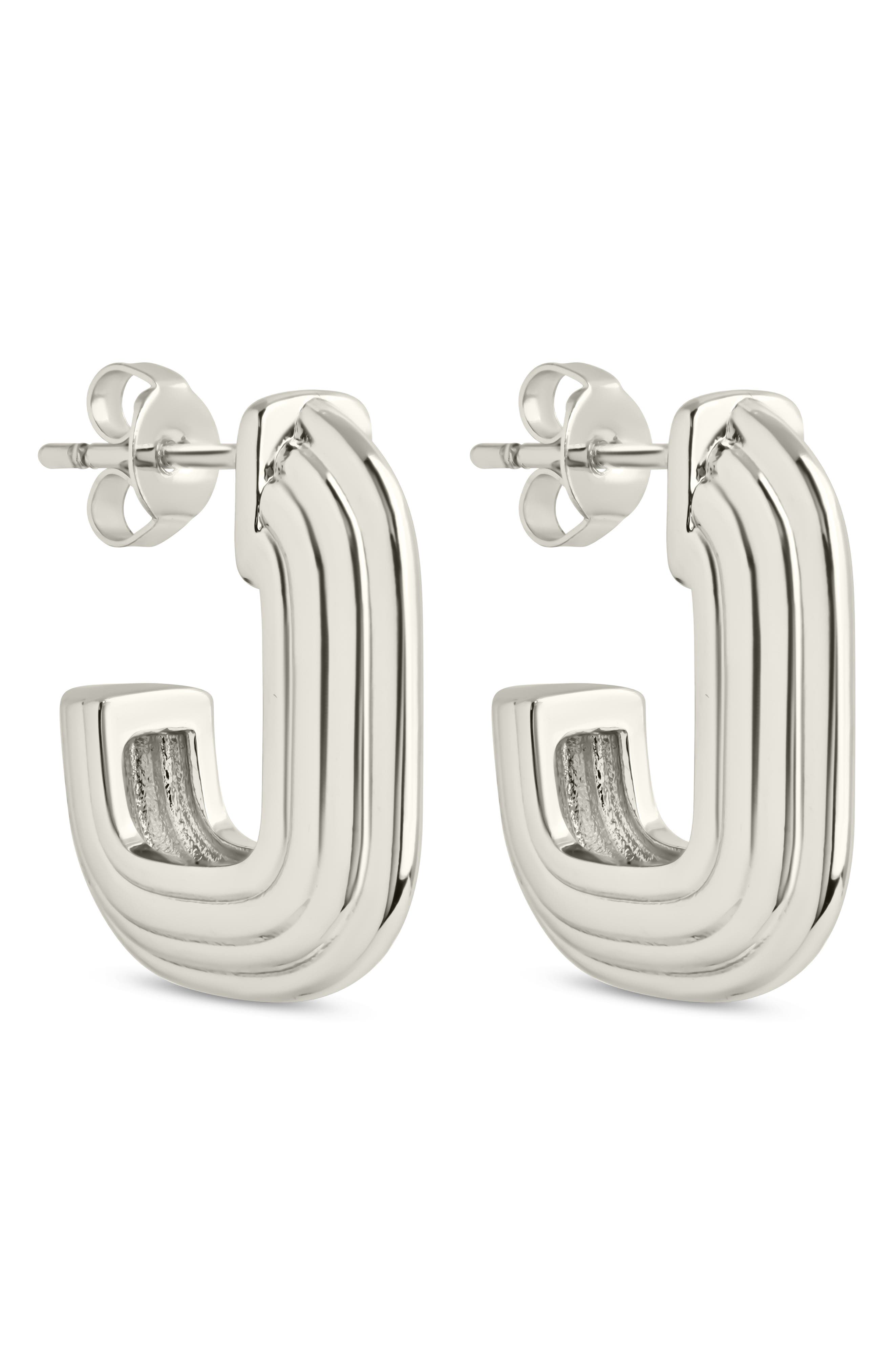 Sterling Forever Briella Rib Hoop Earrings