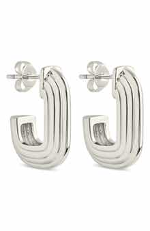 Sterling Forever Briella Rib Hoop Earrings