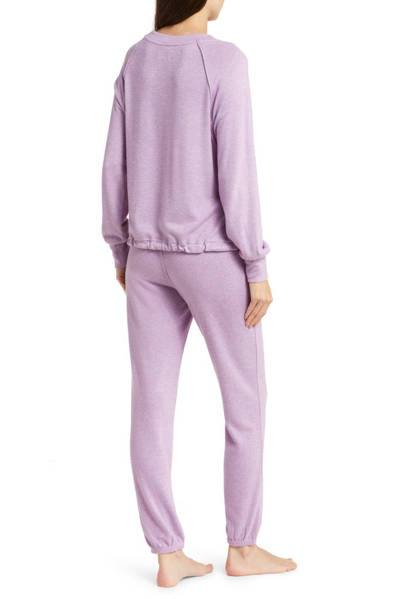 Gable Brushed Drawstring Pullover & Joggers Lounge Set, Alternate, color, PURPLE PUNCH HEATHER
