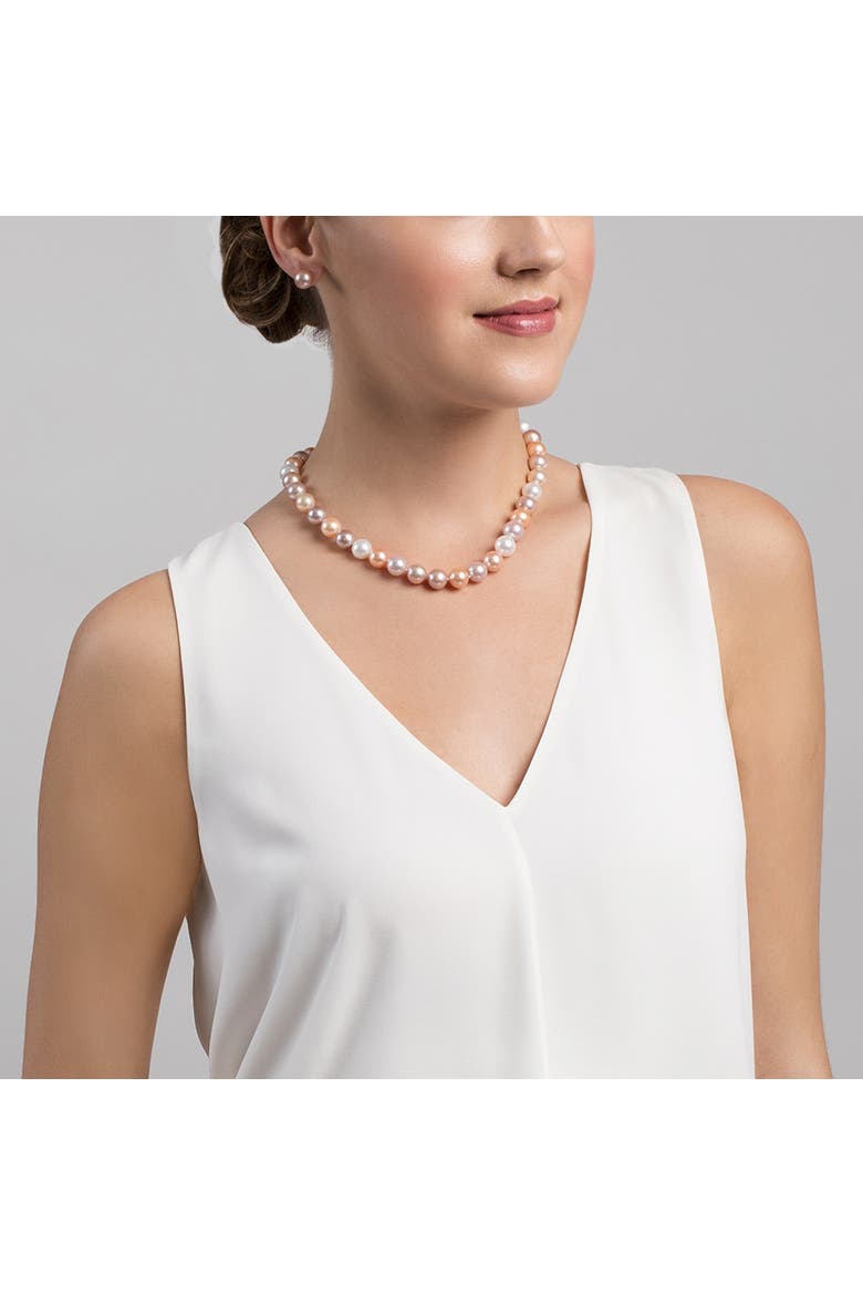 10.5-11.5mm Freshwater Multicolor Pearl Necklace - AAA Quality, Alternate, color, Yellow Gold Clasp
