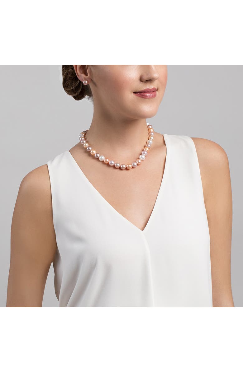 The Pearl Source 10.5-11.5mm Freshwater Multicolor Pearl Necklace - AAA Quality, Alternate, color, White Gold Clasp