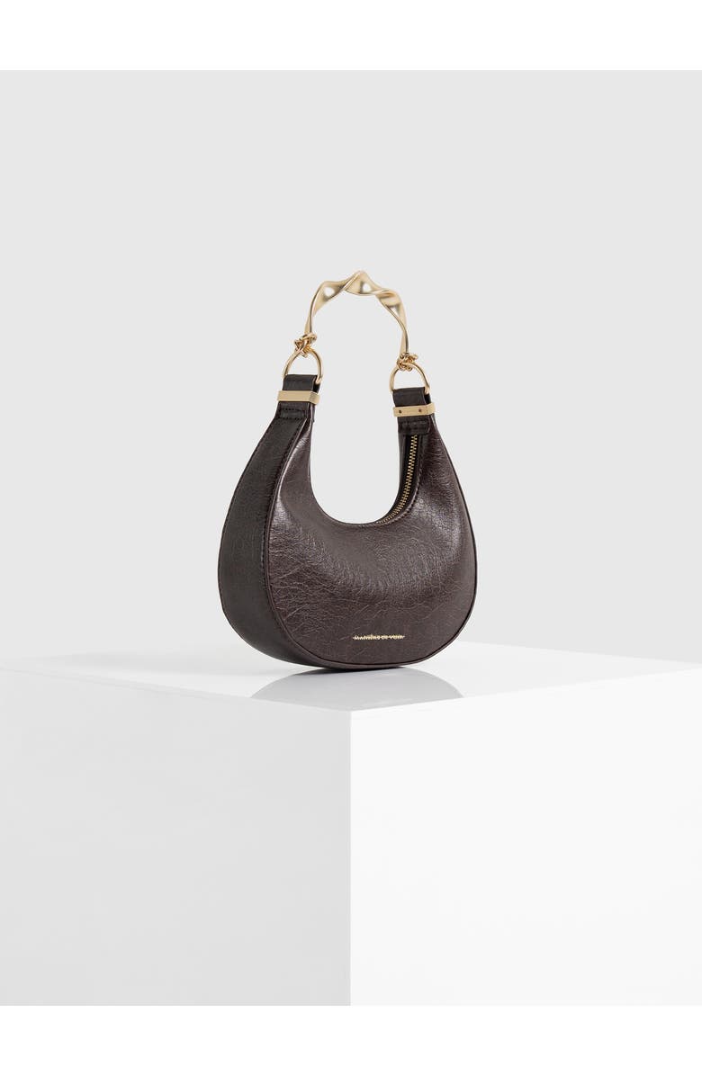 Manière De Voir Sadie Sculpted Leather Crescent Bag, Alternate, color, Brown