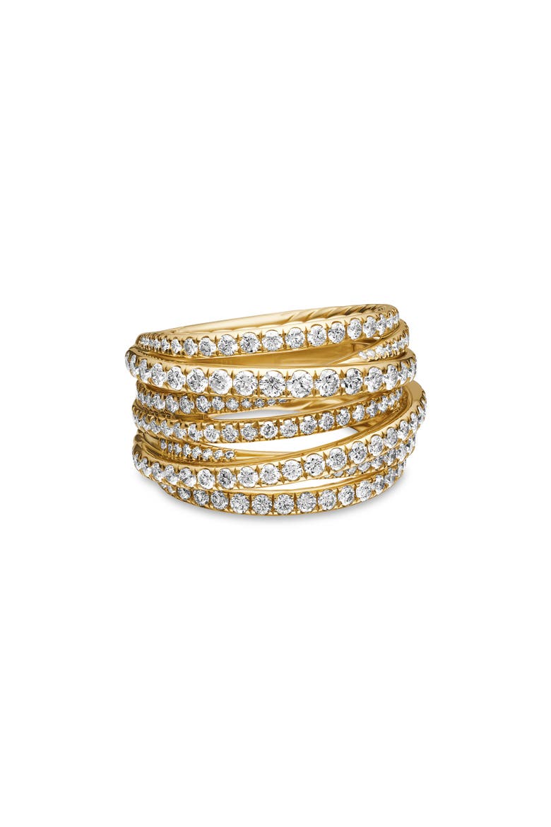 Pavé Crossover Ring in 18K Yellow Gold with Diamonds, Main, color, 18K YELLOW GOLD