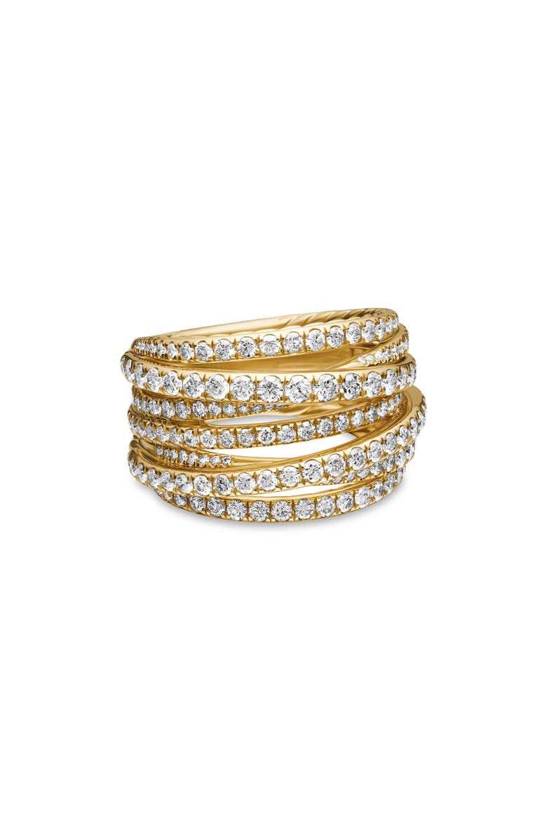 David Yurman Pavé Crossover Ring in 18K Yellow Gold with Diamonds, Main, color, 18K Yellow Gold