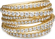 David Yurman Pavé Crossover Ring in 18K Yellow Gold with Diamonds