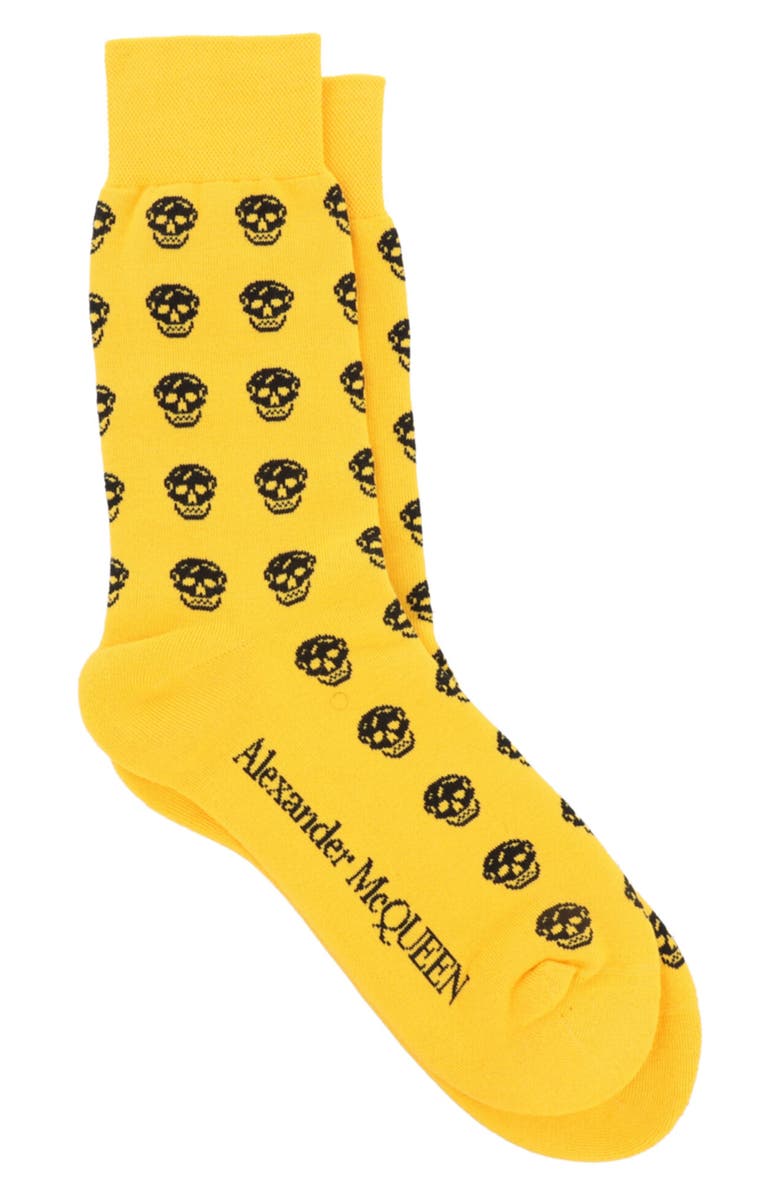 Alexander McQueen Puma Skull Logo Crew Socks, Main, color, Yellow Black