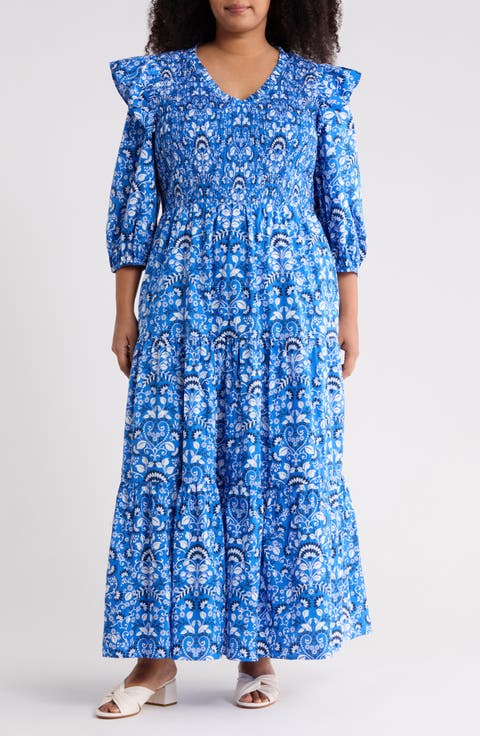 Lulu Floral Brighton Smocked Maxi Dress (Plus)