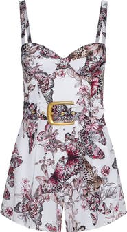 L'AGENCE Tammy Butterfly Jungle Print Romper