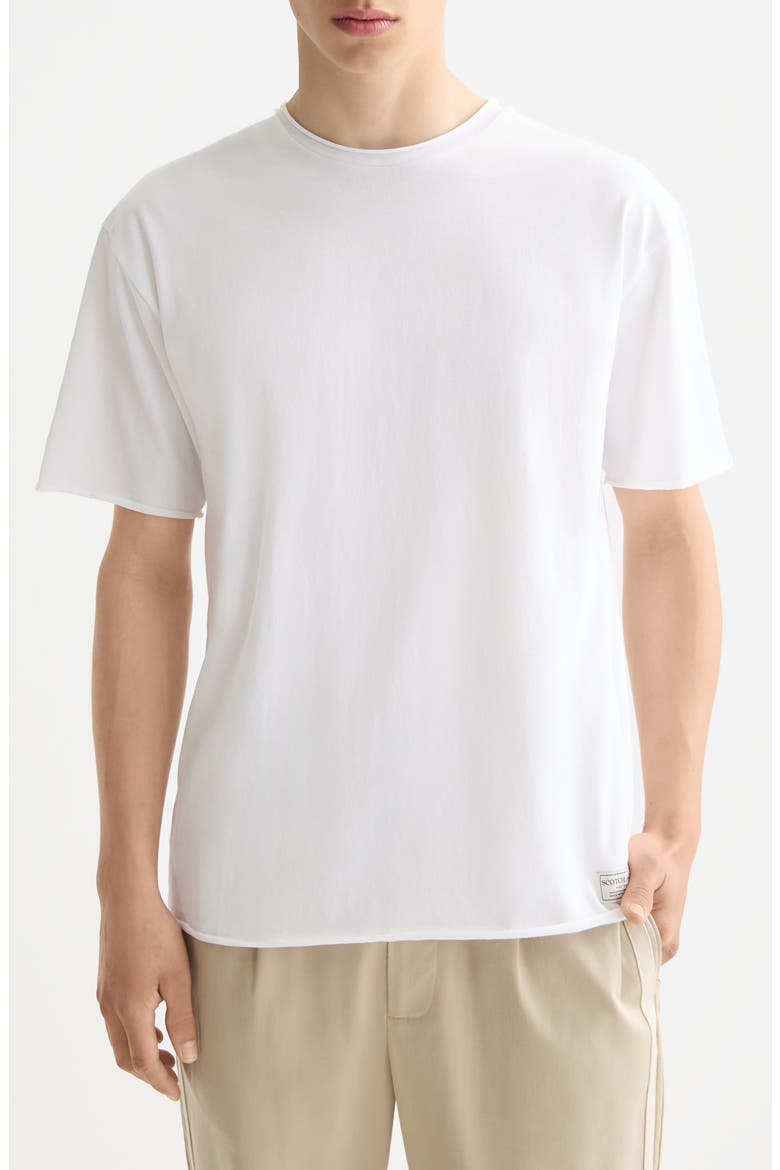 Raw Edge Cotton T-Shirt, Main, color, BRIGHT WHITE