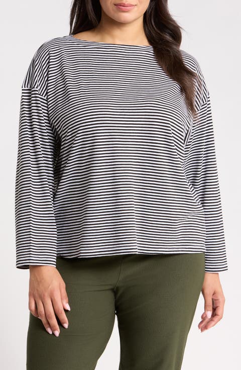Striped Bateau Neck Boxy Organic Cotton Top