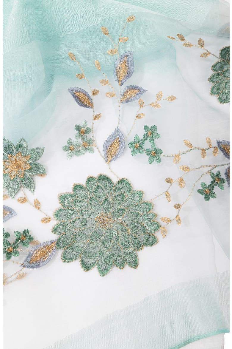 Floral Embroidered Scarf, Alternate, color, AQUA