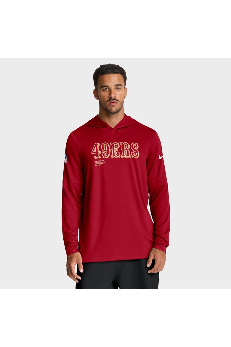 Men's Nike Scarlet San Francisco 49ers Big & Tall Sideline Performance Long Sleeve Hoodie T-Shirt, Main, color, Scarlet