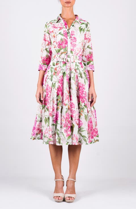 Lilac Flower Midi Shirtdress