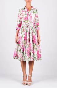 SAMANTHA SUNG Lilac Flower Midi Shirtdress