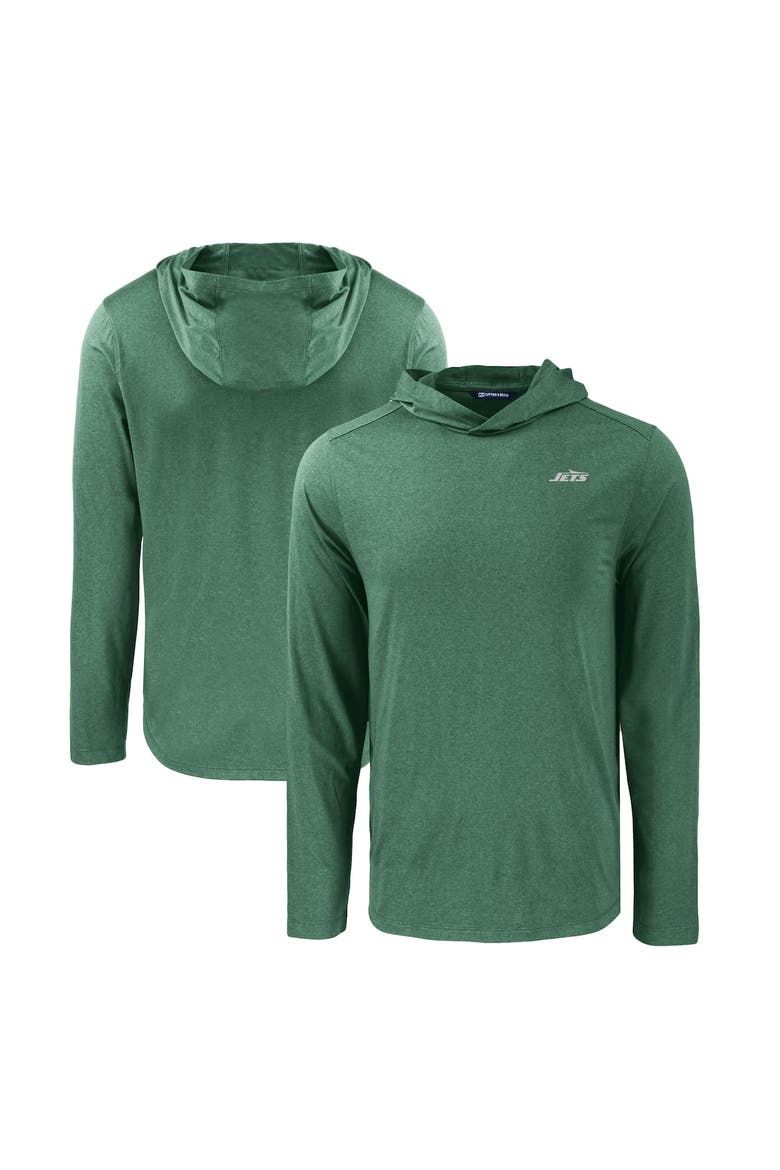 Men's Cutter & Buck Hunter Green New York Jets Primary Logo Coastline Epic Comfort Eco Recycled Long Sleeve Hoodie T-Shirt, Main, color, Hunter Green