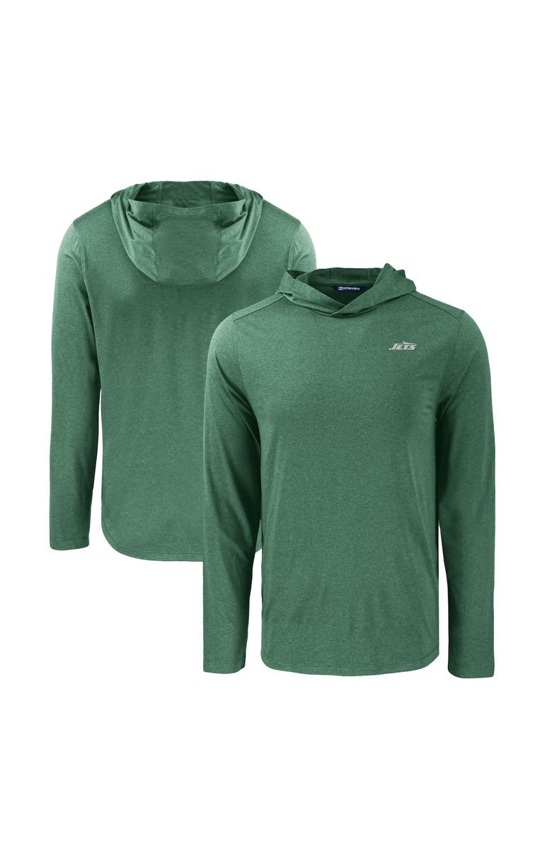 Cutter & Buck Men's Cutter & Buck Hunter Green New York Jets Primary Logo Coastline Epic Comfort Eco Recycled Long Sleeve Hoodie T-Shirt, Main, color, Hunter Green