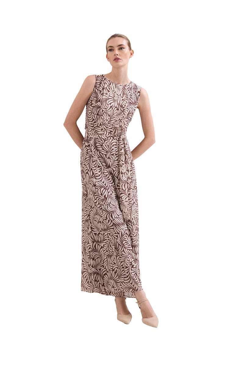 Phase Eight Janine Leaf Sleeveless Jumpsuit, Main, color, Latte