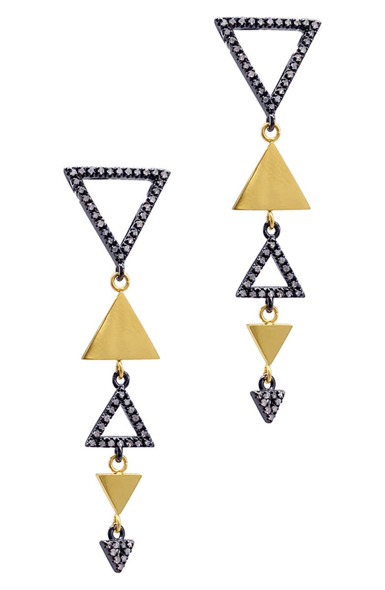 ADORNIA FINE 14K Gold Plated Sterling Silver Diamond Triangle Drop Earrings - 0.90 ctw., Main, color, 