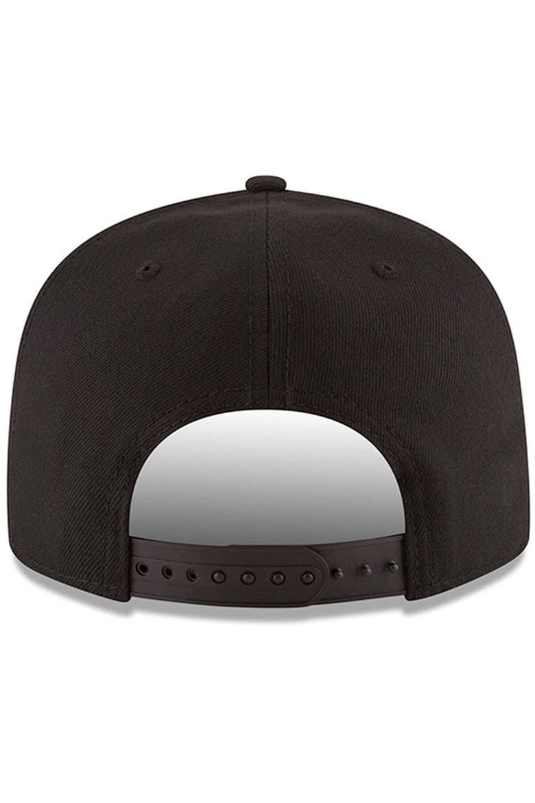 Men's New Era Black Atlanta Hawks Black & White Logo 9FIFTY Adjustable Snapback Hat, Alternate, color, Black