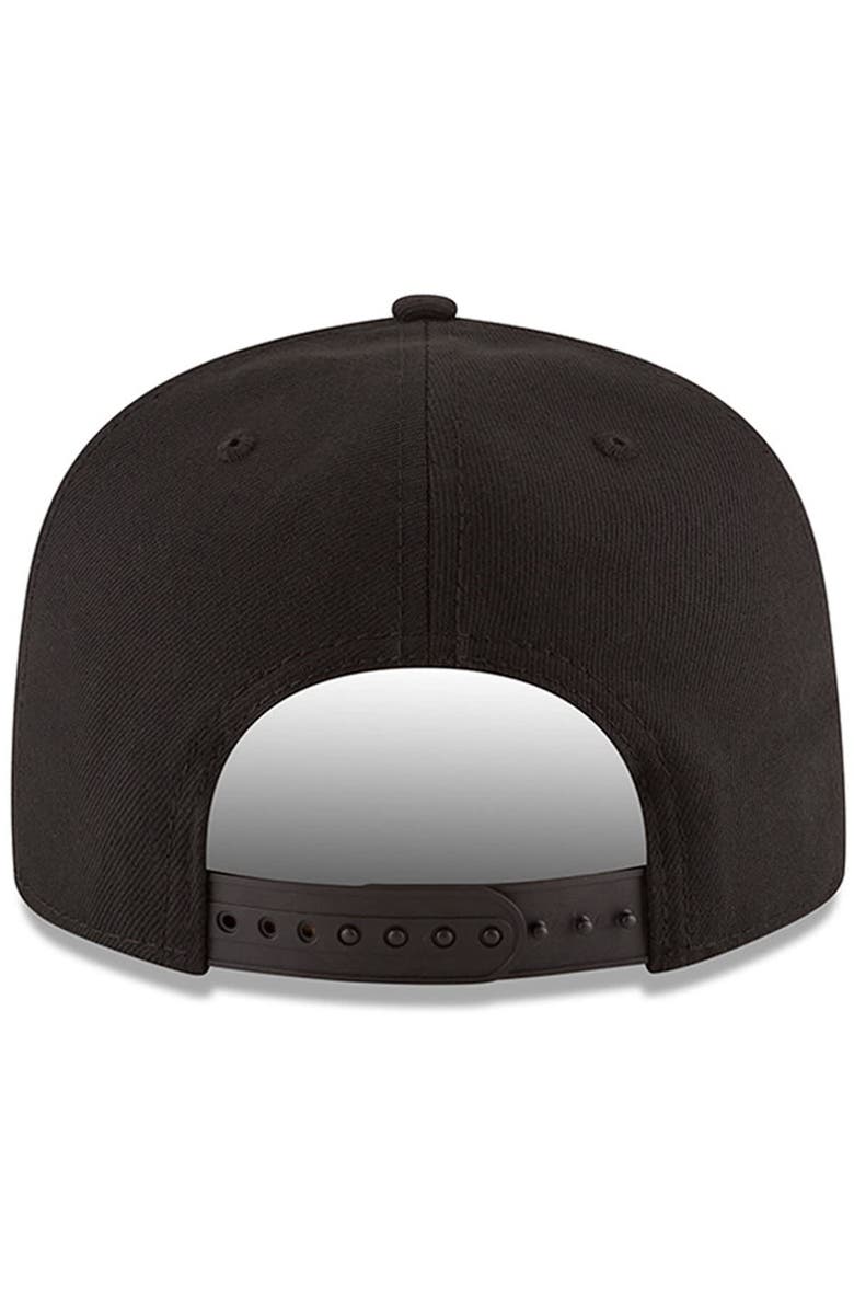 New Era Men's New Era Black Atlanta Hawks Black & White Logo 9FIFTY Adjustable Snapback Hat, Alternate, color, Black