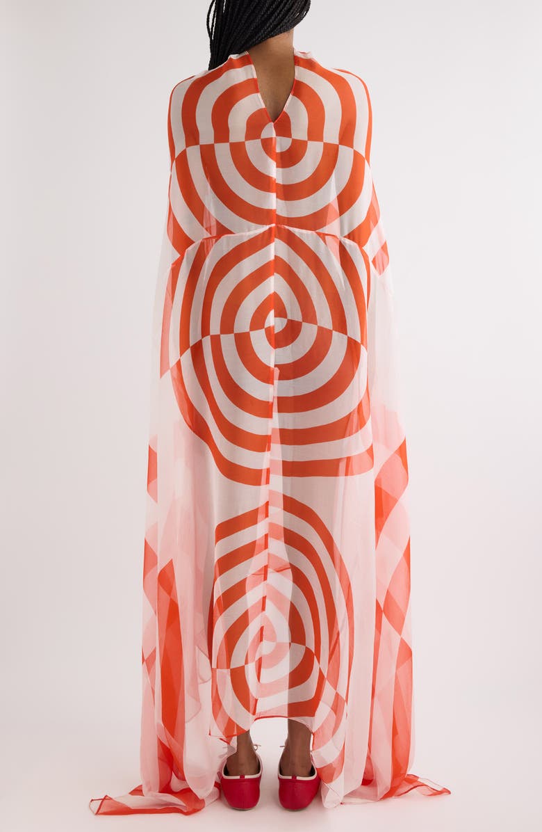 Dries Van Noten Silk Cape Gown, Alternate, color, Red