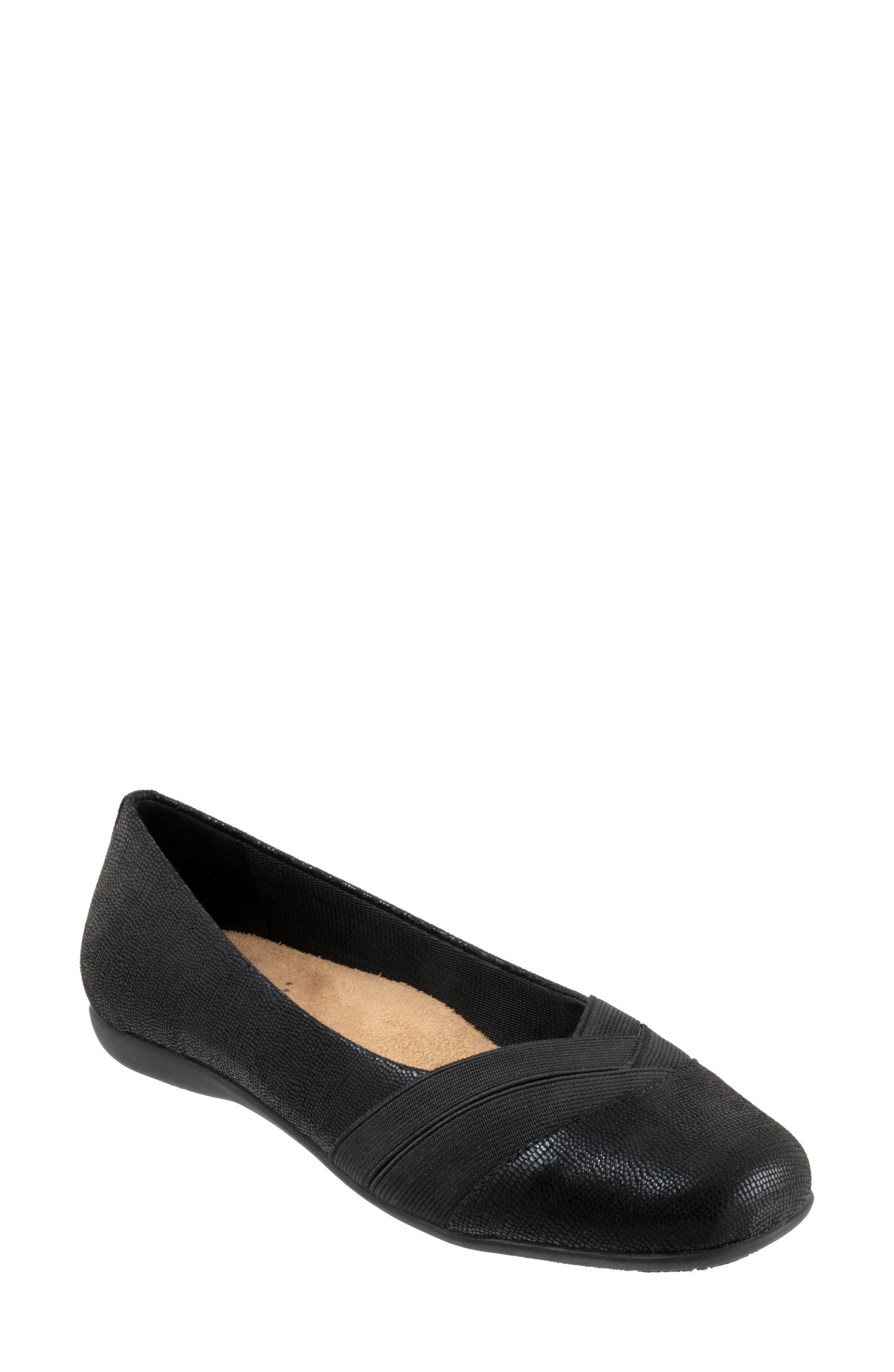 Trotters Stella Flat, Main, color, Black Lizard