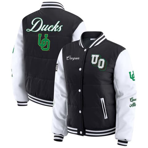 Women's WEAR by Erin Andrews  Black Oregon Ducks Varsity Puffer Jacket