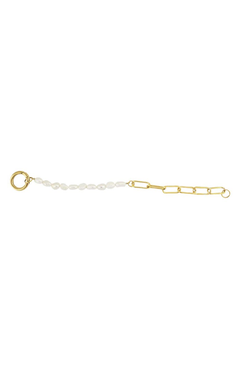 REBL Faux Pearl Paperclip Chain Bracelet, Alternate, color, Gold