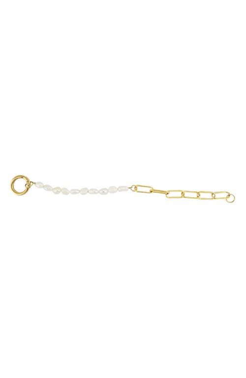 Rebl Faux Pearl Paperclip Chain Bracelet