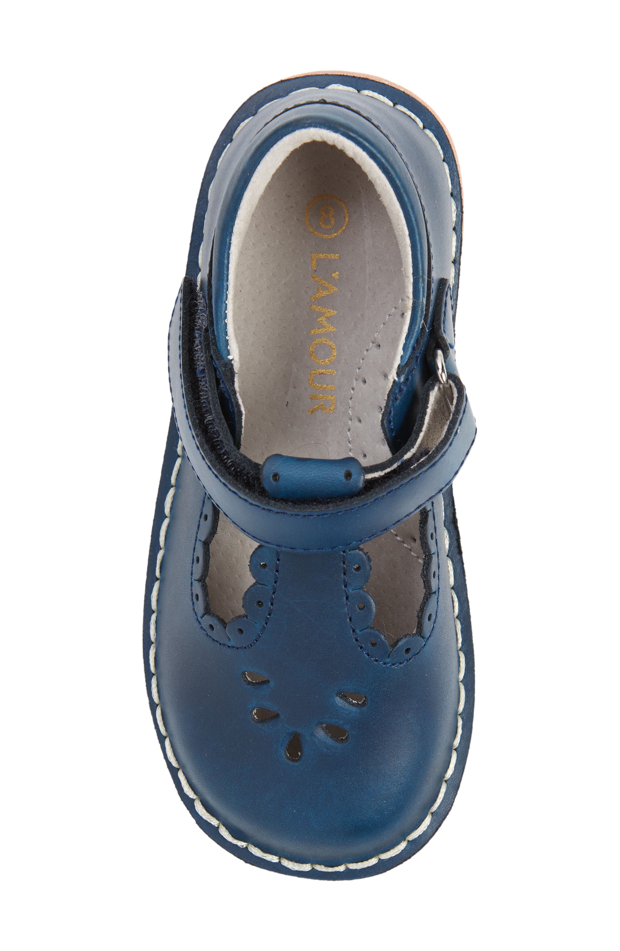 L'AMOUR Kids' Angie Scalloped T-Strap Mary Jane, Alternate, color, Navy