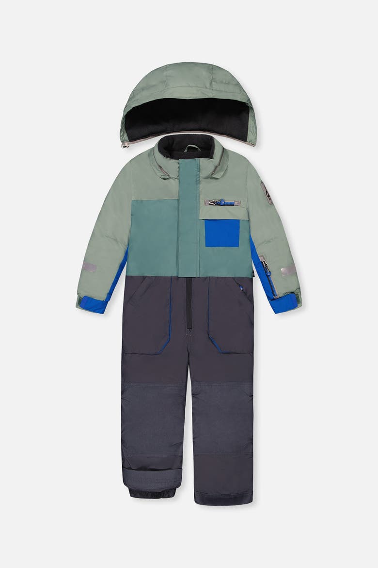 Play Detachable Hood Fleece Neckwarmer One Piece Snowsuit, Alternate, color, Sage Green