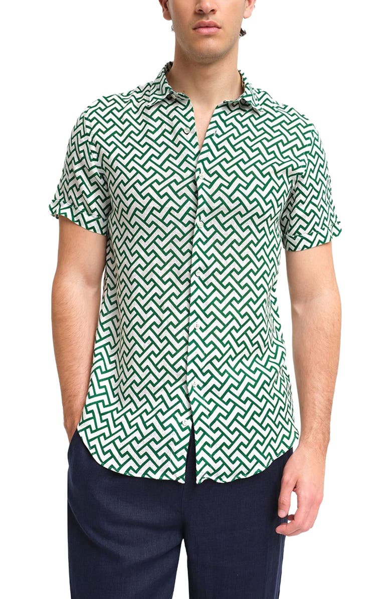 Peninsula Swimwear Battigia Linen Shirt, Main, color, Multicolor