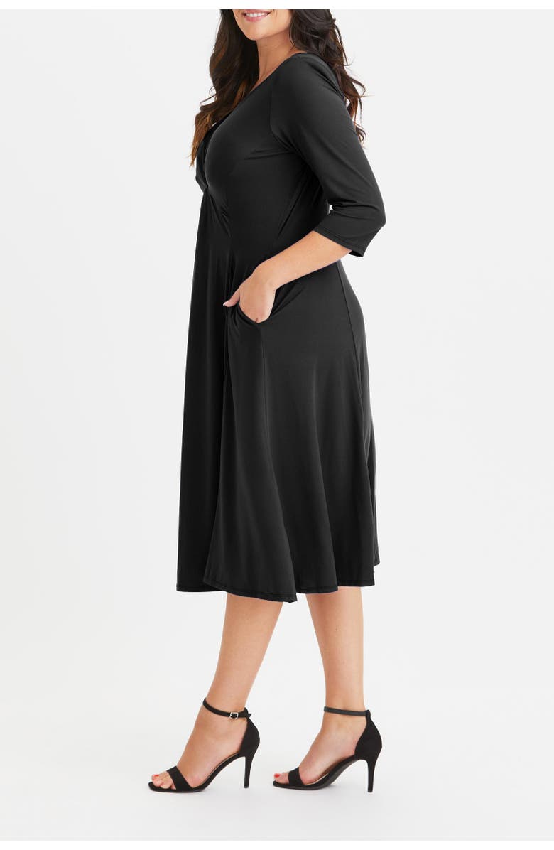Scarlett & Jo Claudia Solid Jersey Knot Front Dress, Alternate, color, Black Jersey