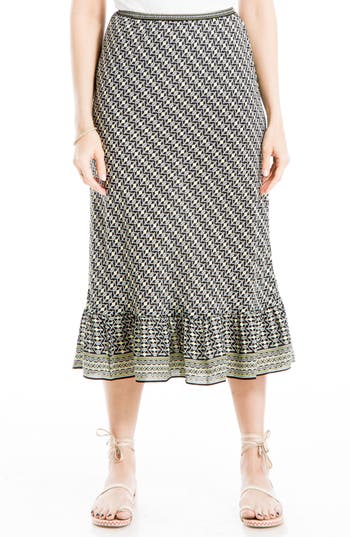 MAX STUDIO MAX STUDIO BIAS RUFFLE HEM MIDI SKIRT