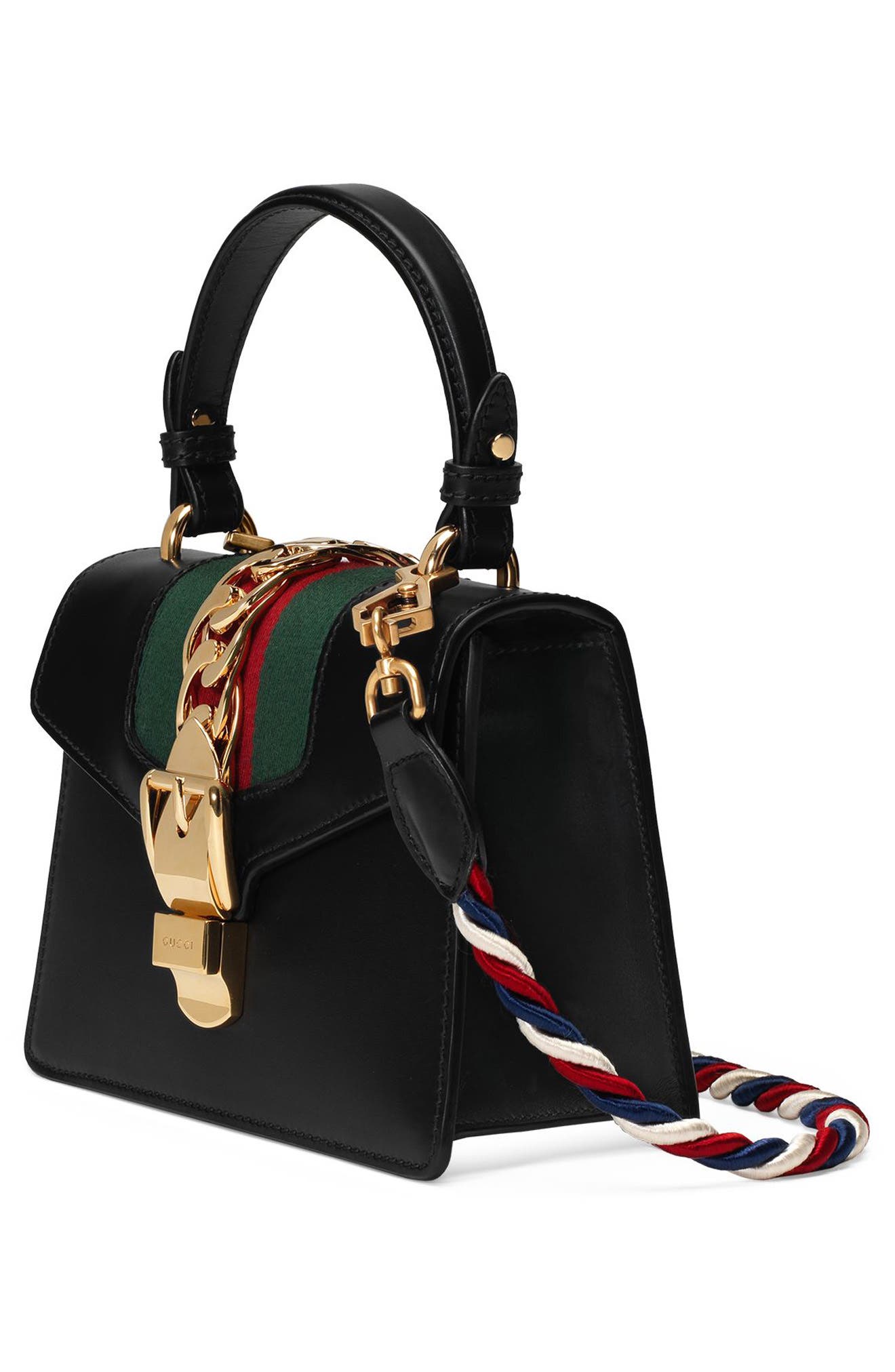 Mini Top Handle Leather Shoulder Bag, Alternate, color, 1060 NERO/VRV