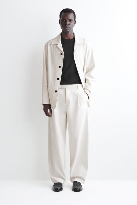 Belted Denim Relaxed-fit Barrel-leg Pants