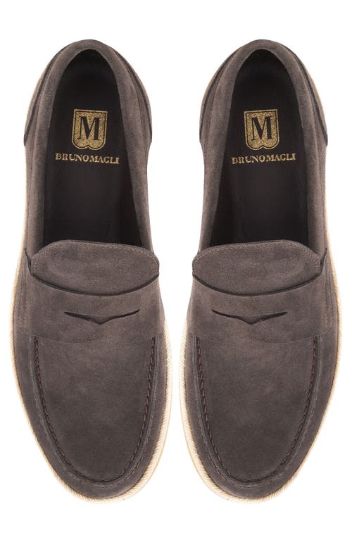 Bruno Magli Alfama Espadrille Penny Loafer In Brown Suede