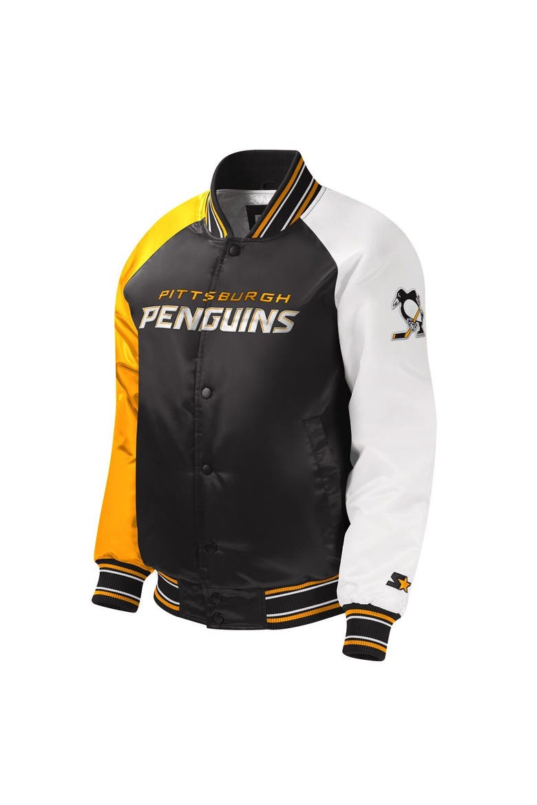 Youth Starter Black Pittsburgh Penguins Raglan Full-Snap Varsity Jacket, Alternate, color, Black
