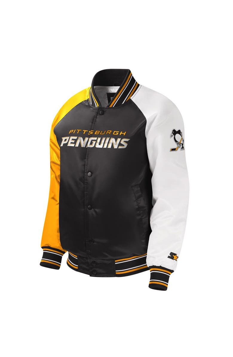 STARTER Youth Starter Black Pittsburgh Penguins Raglan Full-Snap Varsity Jacket, Alternate, color, Black