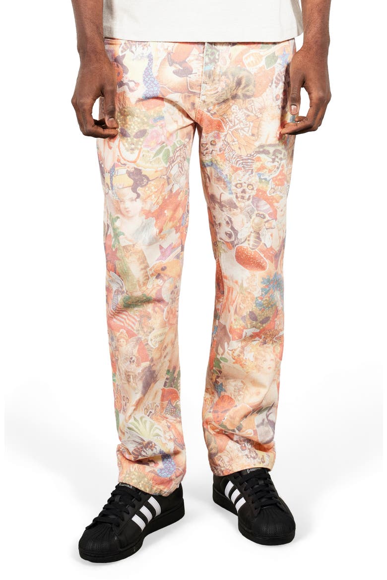 Stickers Straight Leg Jeans, Main, color, MULTI