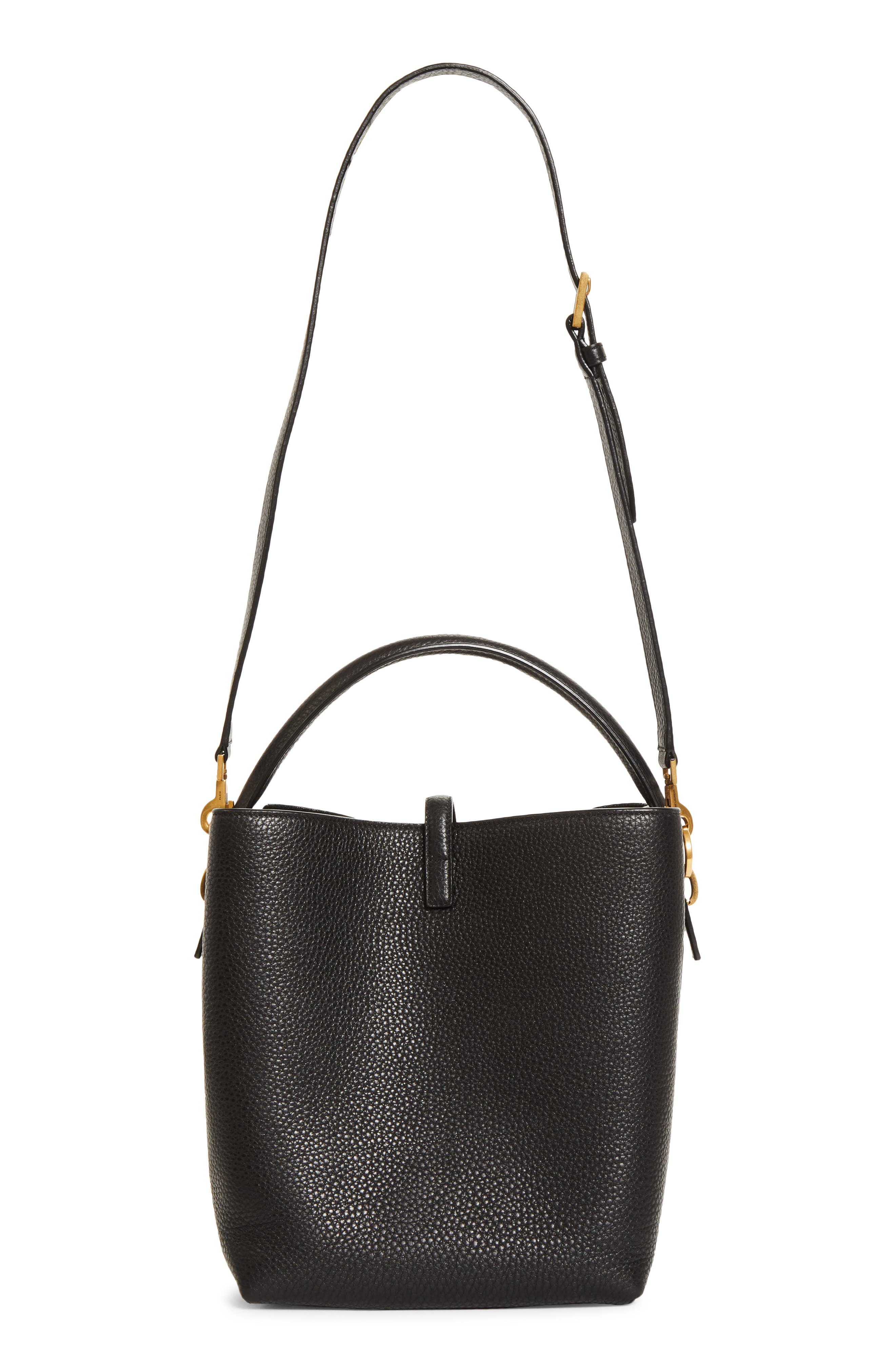 Saint Laurent Le 37 Supple Leather Bucket Bag, Alternate, color, Noir