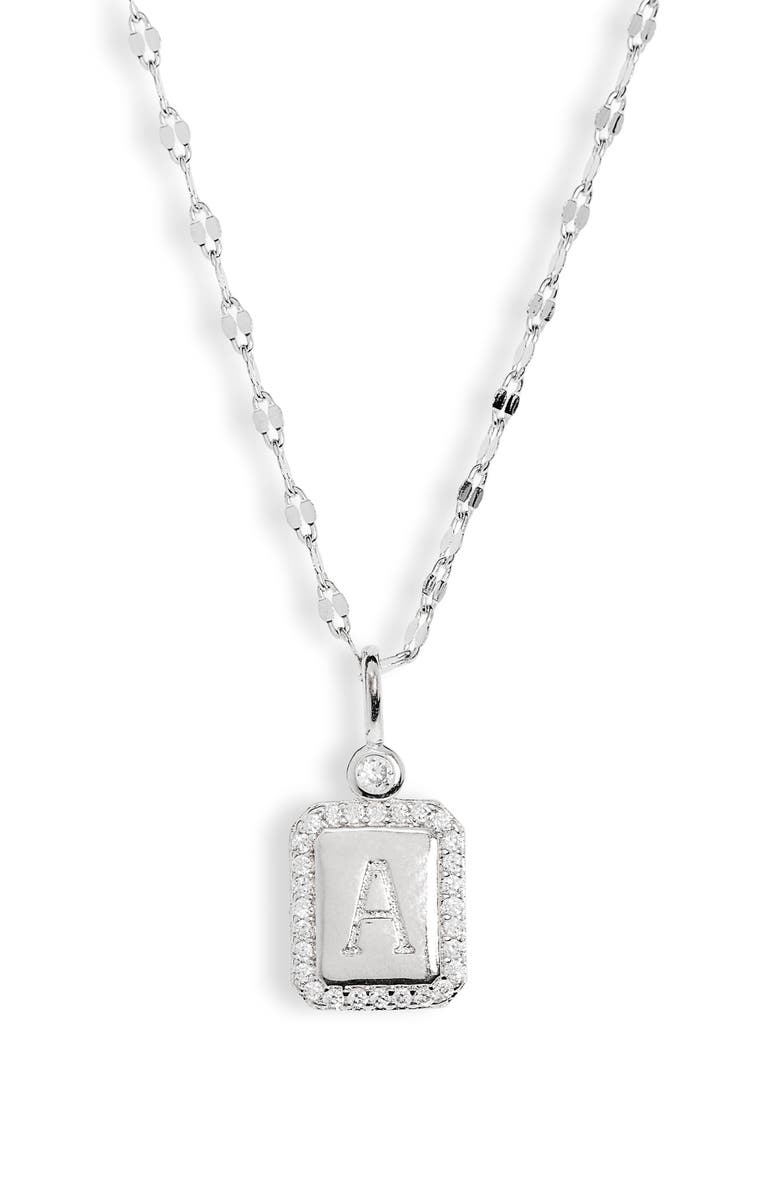 Leith Initial Pendant Necklace, Alternate, color, A- Clear- Silver