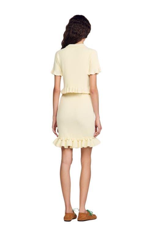 Sandro Flounced Sweater In Light Yellow