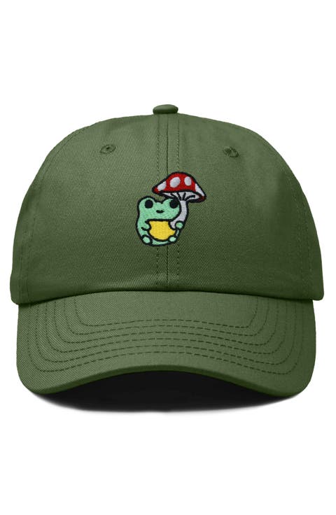 Mushroom Frog Embroidered Hat